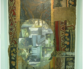 Garten von Rousseau 2009 Pathwork aus alten Reniassance-Tapesserien (Frankreich), alten Kelimfragmenten, Fotodruck auf Textiel das ganze wurde auf Leinwand vernaert und auf einen Keilrahmen gespannt 255cm x 170cm x 5cm
